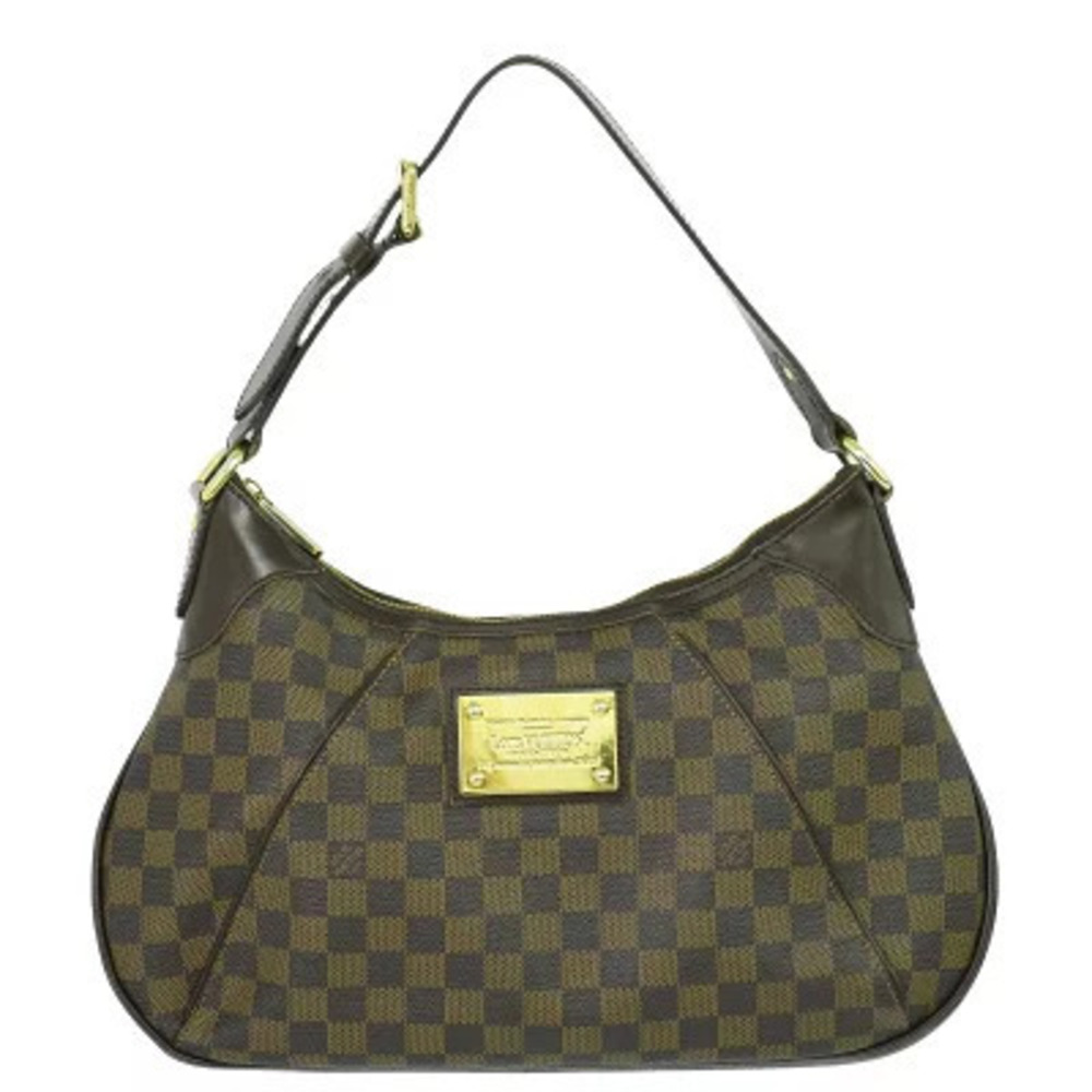Louis Vuitton LV Thames Damier Shoulder Bag Canvas Leather Ebene Brown